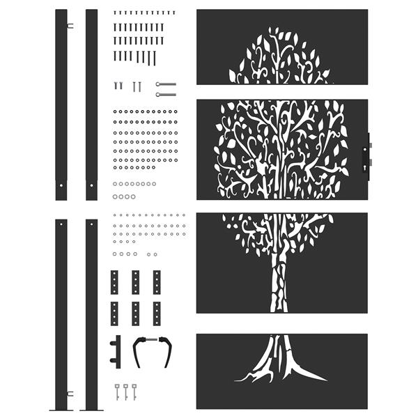 Grote foto vidaxl tuinpoort met slot zwart 85 x 205 cm poedergecoat staal tuin en terras hekken en schuttingen