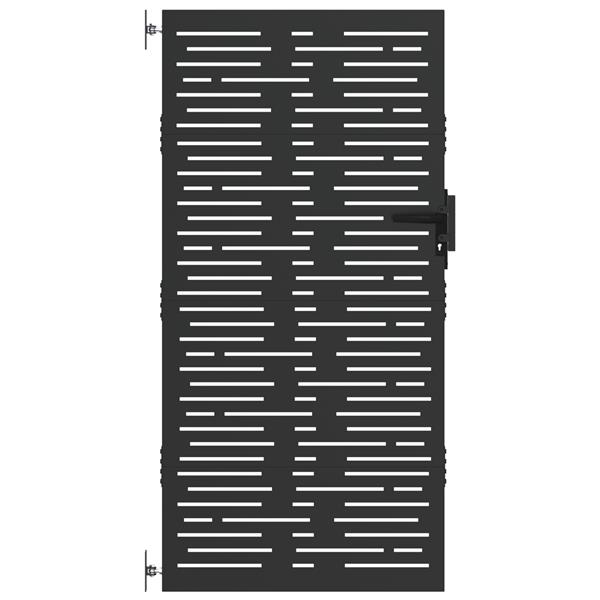 Grote foto vidaxl tuinpoort met slot zwart 105 x 200 cm poedergecoat staal tuin en terras hekken en schuttingen