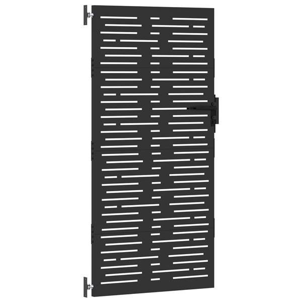 Grote foto vidaxl tuinpoort met slot zwart 105 x 200 cm poedergecoat staal tuin en terras hekken en schuttingen