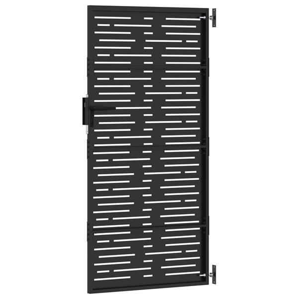 Grote foto vidaxl tuinpoort met slot zwart 105 x 200 cm poedergecoat staal tuin en terras hekken en schuttingen