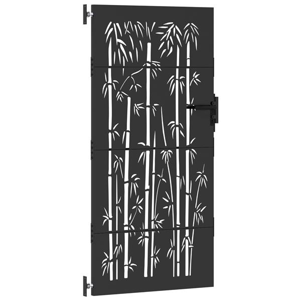 Grote foto vidaxl tuinpoort met slot zwart 85 x 200 cm poedergecoat staal tuin en terras hekken en schuttingen