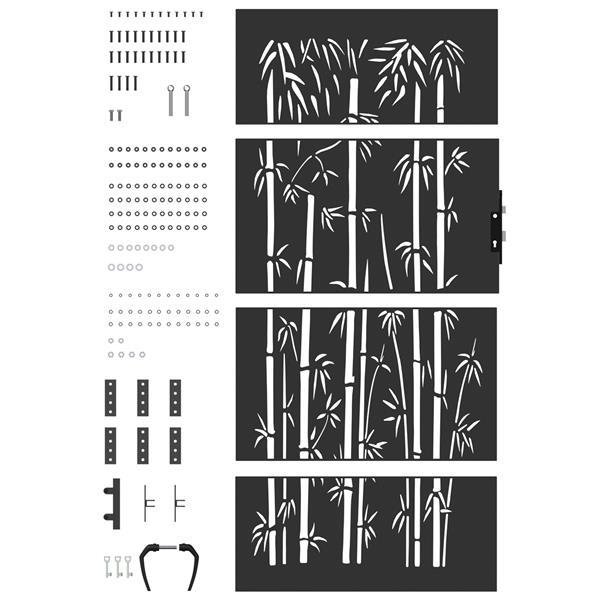 Grote foto vidaxl tuinpoort met slot zwart 85 x 175 cm poedergecoat staal tuin en terras hekken en schuttingen