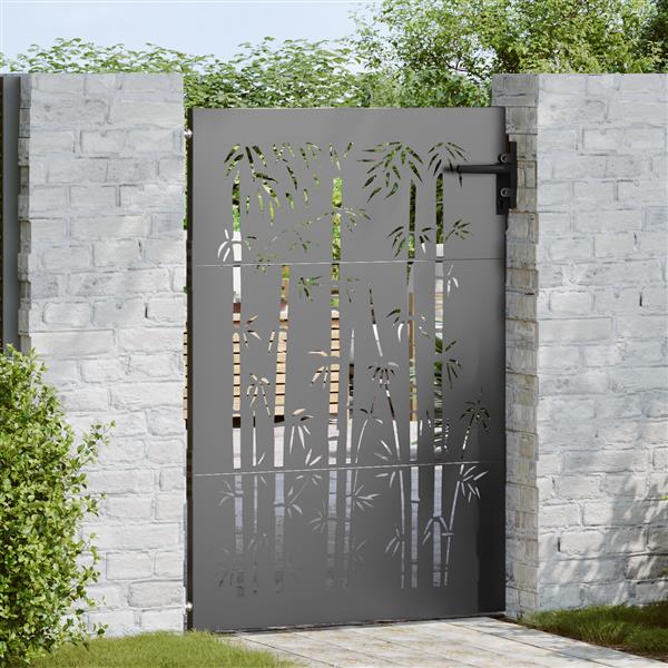 Grote foto vidaxl tuinpoort met slot zwart 105 x 150 cm poedergecoat staal tuin en terras hekken en schuttingen