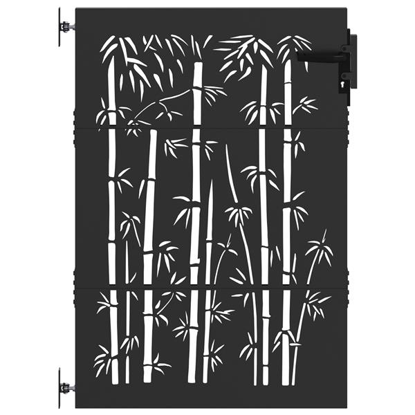 Grote foto vidaxl tuinpoort met slot zwart 105 x 150 cm poedergecoat staal tuin en terras hekken en schuttingen