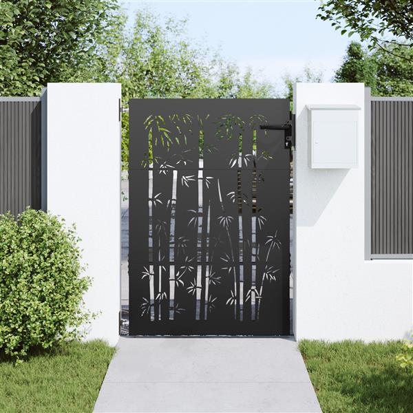 Grote foto vidaxl tuinpoort met slot zwart 105 x 150 cm poedergecoat staal tuin en terras hekken en schuttingen