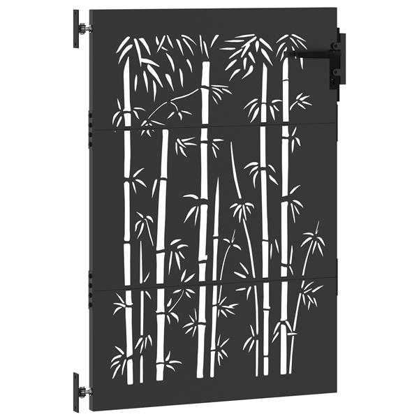 Grote foto vidaxl tuinpoort met slot zwart 105 x 150 cm poedergecoat staal tuin en terras hekken en schuttingen