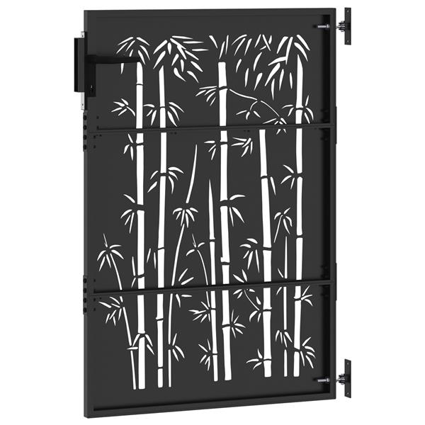 Grote foto vidaxl tuinpoort met slot zwart 105 x 150 cm poedergecoat staal tuin en terras hekken en schuttingen