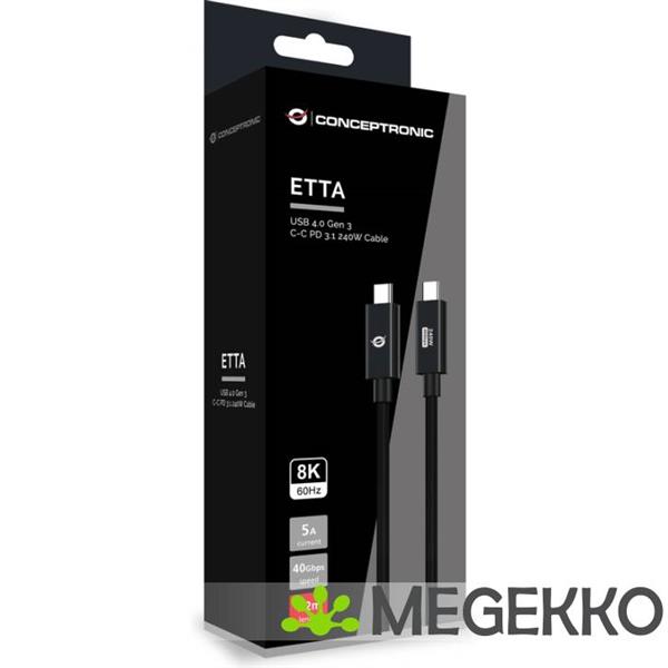 Grote foto conceptronic etta04b12 usb4 gen 3x2 40gbps 240w usb type c 1.2m computers en software overige computers en software