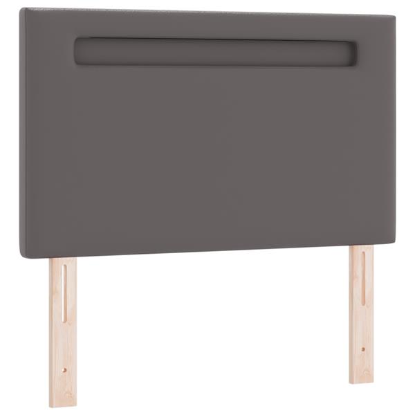 Grote foto vidaxl hoofdbord met led striplichten wandgemonteerd grijs 90 cm pvc antiek en kunst stoelen en banken