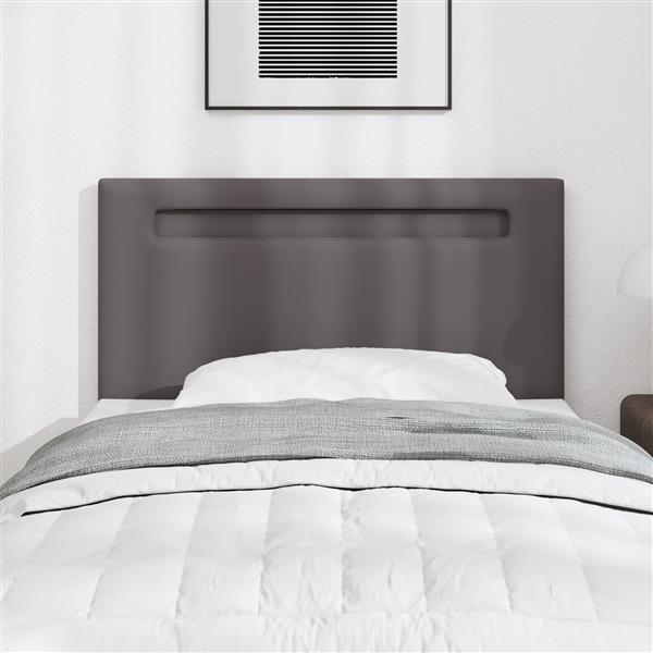 Grote foto vidaxl hoofdbord met led striplichten wandgemonteerd grijs 90 cm pvc antiek en kunst stoelen en banken