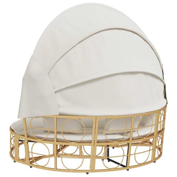 Grote foto vidaxl loungebed voor buiten met luifel en kussens poly rattan tuin en terras tuinmeubelen