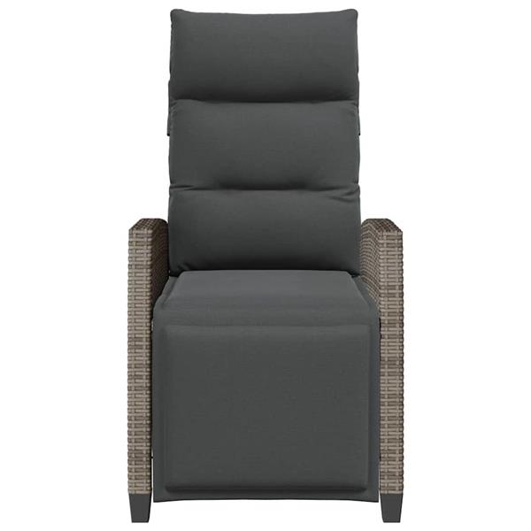 Grote foto vidaxl verstelbare tuinstoel met bijzettafel poly rattan grijs tuin en terras tuinmeubelen