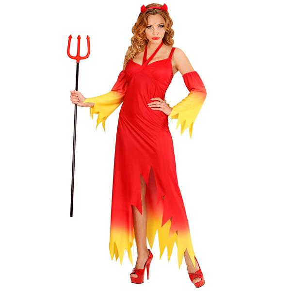 Grote foto halloween jurk rood geel dames duivel verzamelen overige verzamelingen