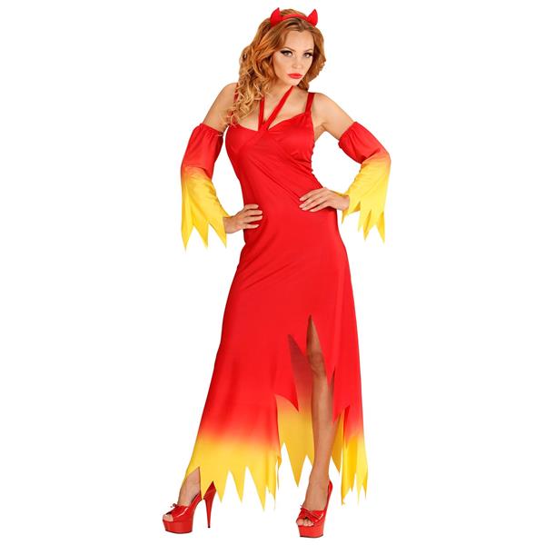 Grote foto halloween jurk rood geel dames duivel verzamelen overige verzamelingen