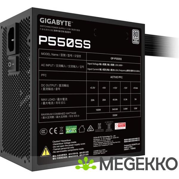 Grote foto gigabyte p550ss power supply unit 550 w 20 4 pin atx atx zwart computers en software overige