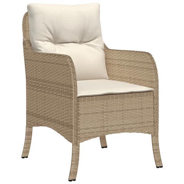 Grote foto vidaxl tuin eetset met kussen 3 pcs beige poly riet tuin en terras tuinmeubelen