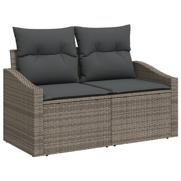 Grote foto vidaxl tuin sofa set met kussen met opslag 7 pcs grijs poly riet tuin en terras tuinmeubelen
