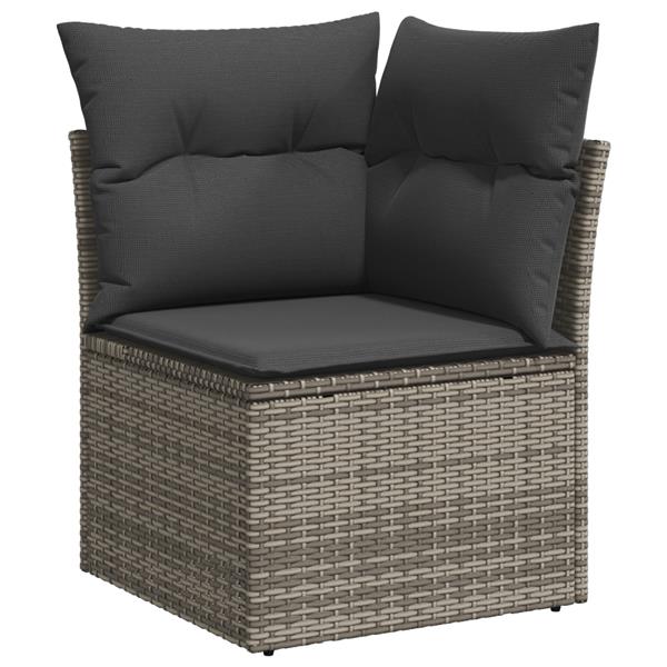 Grote foto vidaxl tuin sofa set met kussen met opslag 7 pcs grijs poly riet tuin en terras tuinmeubelen
