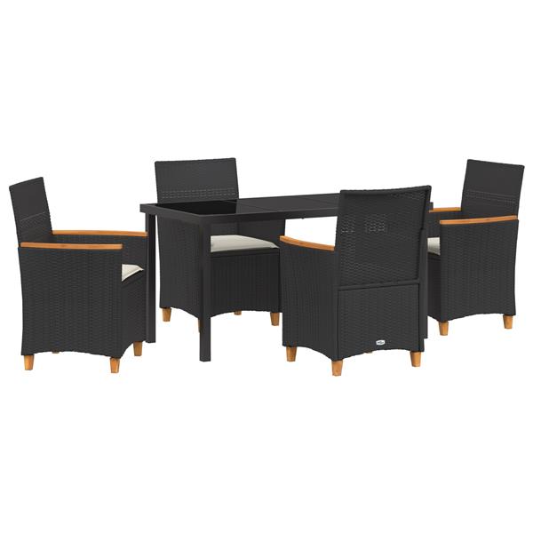 Grote foto vidaxl tuin eetset 5 pcs zwart poly rattan tuin en terras tuinmeubelen