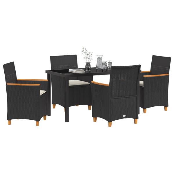 Grote foto vidaxl tuin eetset 5 pcs zwart poly rattan tuin en terras tuinmeubelen