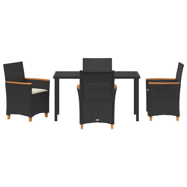 Grote foto vidaxl tuin eetset 5 pcs zwart poly rattan tuin en terras tuinmeubelen