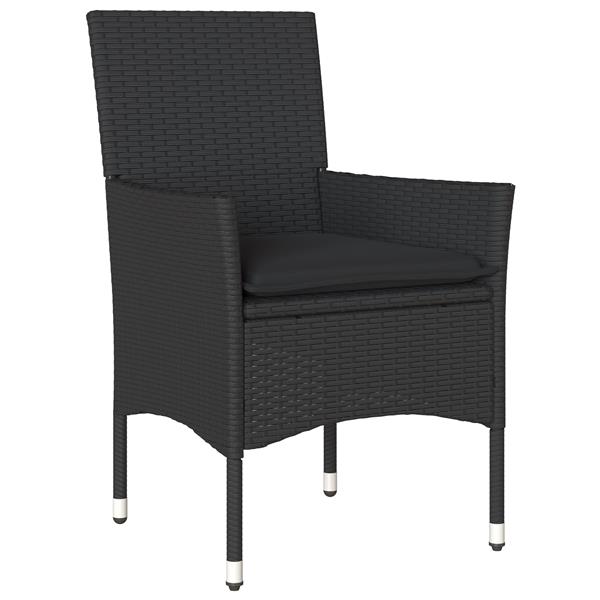 Grote foto vidaxl tuin eetset met kussen 7 pcs zwart poly riet tuin en terras tuinmeubelen