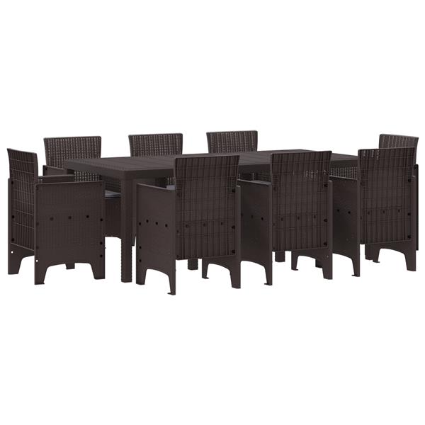 Grote foto vidaxl tuin eetset 9 pcs bruin polt riet tuin en terras tuinmeubelen