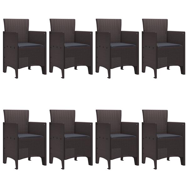 Grote foto vidaxl tuin eetset 9 pcs bruin polt riet tuin en terras tuinmeubelen