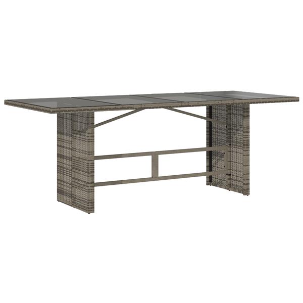 Grote foto vidaxl tuin eetset 7 pcs grijs 190 x 80 x 75 cm poly rattan tuin en terras tuinmeubelen