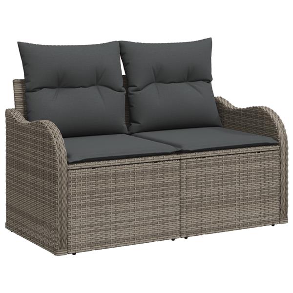 Grote foto vidaxl tuin sofa set met kussen met opslag 7 pcs grijs poly riet tuin en terras tuinmeubelen