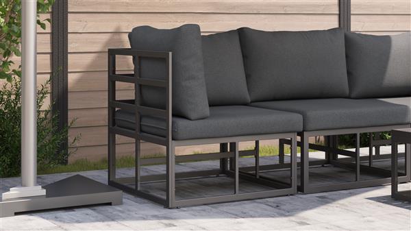 Grote foto vidaxl buitenmeubilair met kussen met kussen zwart aluminium tuin en terras tuinmeubelen