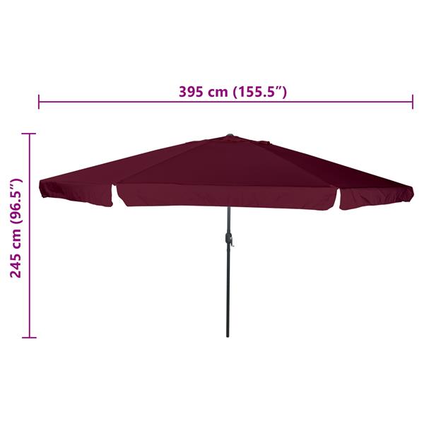 Grote foto vidaxl tuinparasol rood en zwart 395 x 395 x 245 cm polyester en staal tuin en terras overige tuin en terras