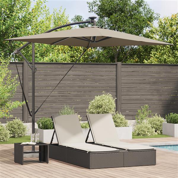 Grote foto vidaxl cantilever banana parasol taupe 294 x 200 x 254 cm tuin en terras overige tuin en terras