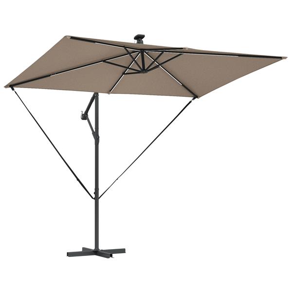 Grote foto vidaxl cantilever banana parasol taupe 294 x 200 x 254 cm tuin en terras overige tuin en terras
