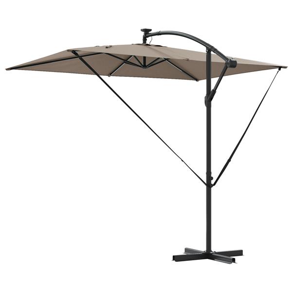 Grote foto vidaxl cantilever banana parasol taupe 294 x 200 x 254 cm tuin en terras overige tuin en terras
