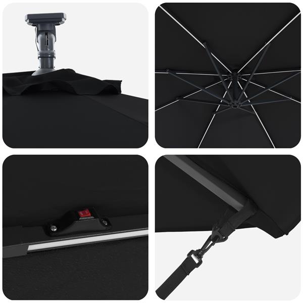 Grote foto vidaxl cantilever banana parasol zwart 294 x 294 x 248 cm tuin en terras overige tuin en terras