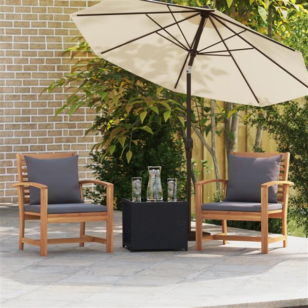 Grote foto vidaxl tuinstoelen 2 pcs naturel 60 x 65 x 76.5 cm massief teakhout tuin en terras tuinmeubelen