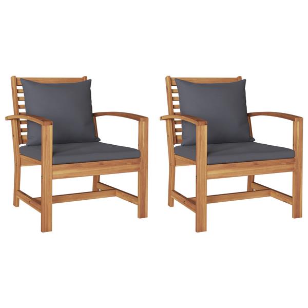 Grote foto vidaxl tuinstoelen 2 pcs naturel 60 x 65 x 76.5 cm massief teakhout tuin en terras tuinmeubelen