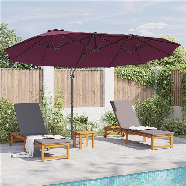 Grote foto vidaxl tuin cantilever parasol bordeauxrood 372 x 198 x 243 cm tuin en terras overige tuin en terras