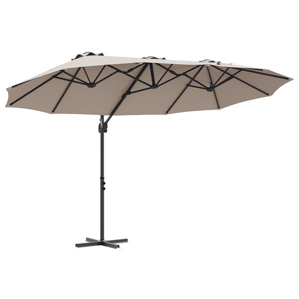 Grote foto vidaxl tuin cantilever parasol taupe 372 x 198 x 243 cm tuin en terras overige tuin en terras