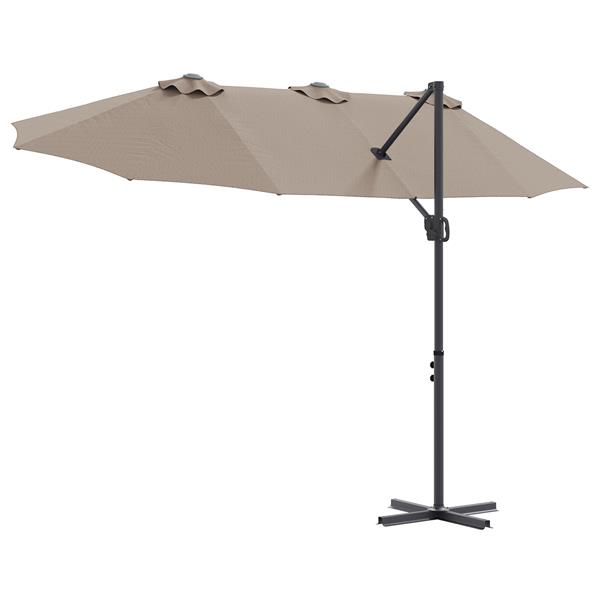 Grote foto vidaxl tuin cantilever parasol taupe 372 x 198 x 243 cm tuin en terras overige tuin en terras