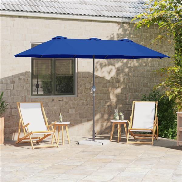 Grote foto vidaxl tuinparasol blauw 370 x 197 x 239 cm poedergecoat staal tuin en terras overige tuin en terras