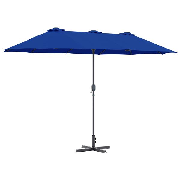 Grote foto vidaxl tuinparasol blauw 370 x 197 x 239 cm poedergecoat staal tuin en terras overige tuin en terras