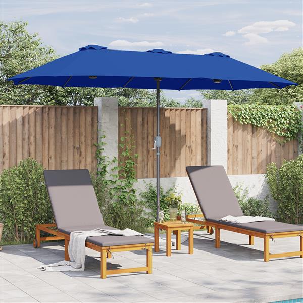 Grote foto vidaxl tuinparasol blauw 370 x 197 x 239 cm poedergecoat staal tuin en terras overige tuin en terras
