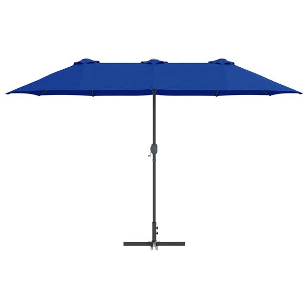Grote foto vidaxl tuinparasol blauw 370 x 197 x 239 cm poedergecoat staal tuin en terras overige tuin en terras