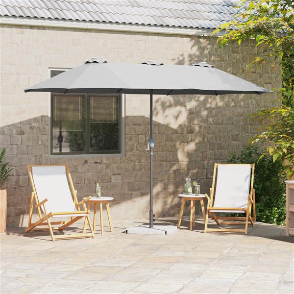 Grote foto vidaxl tuinparasol zand 370 x 197 x 239 cm poedergecoat staal tuin en terras overige tuin en terras