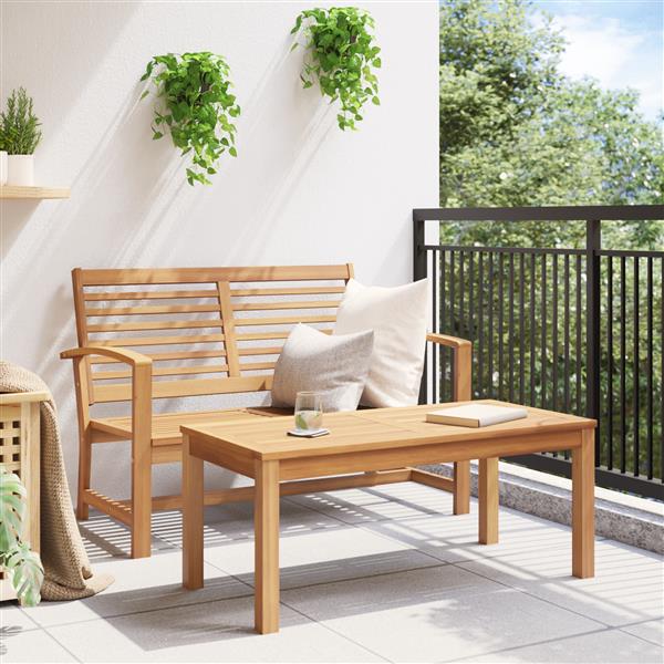 Grote foto vidaxl tuin sofa set 2 pcs naturel massief teakhout tuin en terras tuinmeubelen