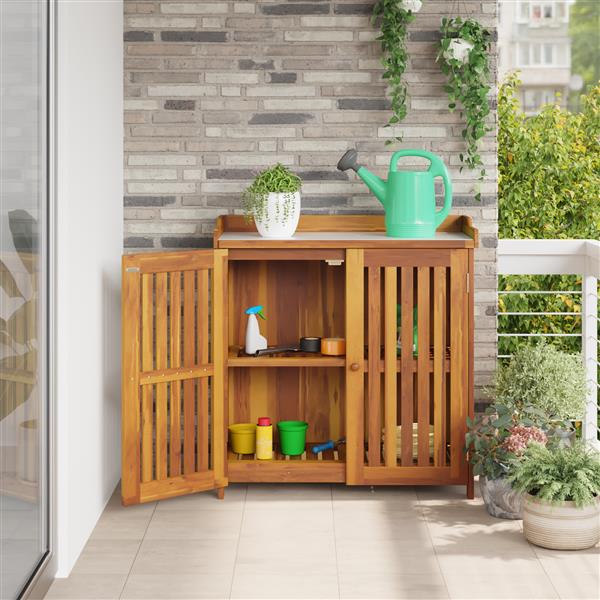 Grote foto vidaxl tuinkast met opslag met de deur bruin 93 x 41.5 x 98cm huis en inrichting overige