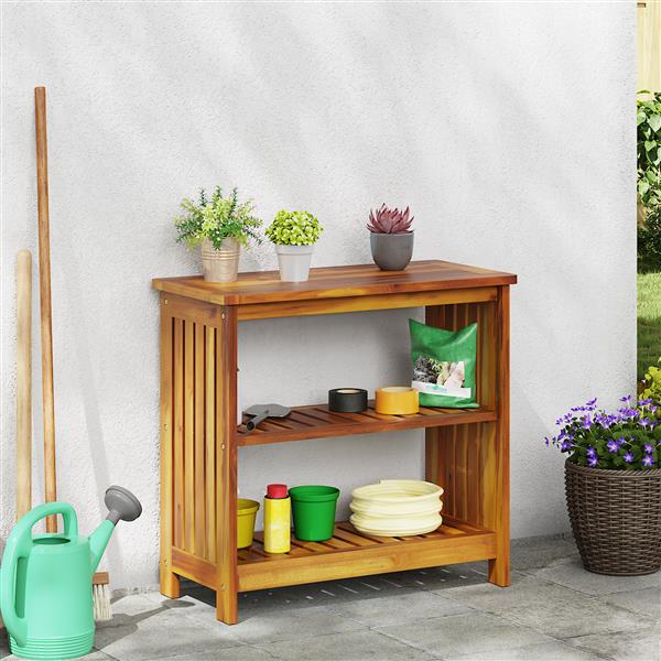 Grote foto vidaxl tuinkast met plank met opslag bruin 75 x 35 x 70cm huis en inrichting overige