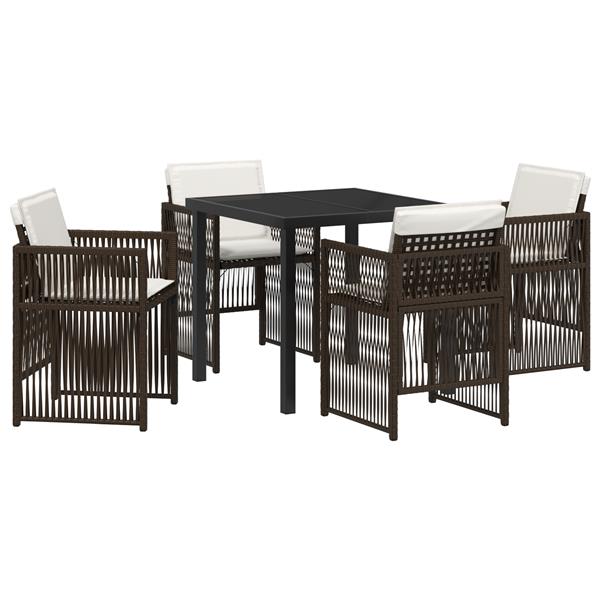 Grote foto vidaxl tuin eetset 5 pcs bruin poly riet tuin en terras tuinmeubelen